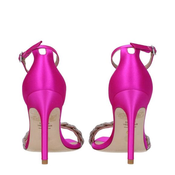 Stuart Weitzman Pink Satin Stiletto Heel Women\'s Sandals